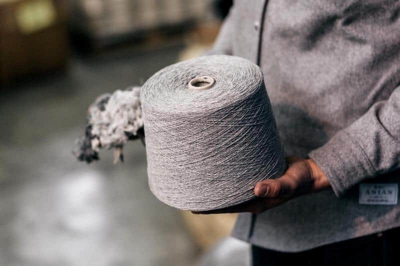 A large spool of recycled wool, Anian, Modern Melton, Recycled Wool, EcoLuxLifestyle, Paul Wong, Helen Siwak, Vancouver, BC, YVR, Vancity