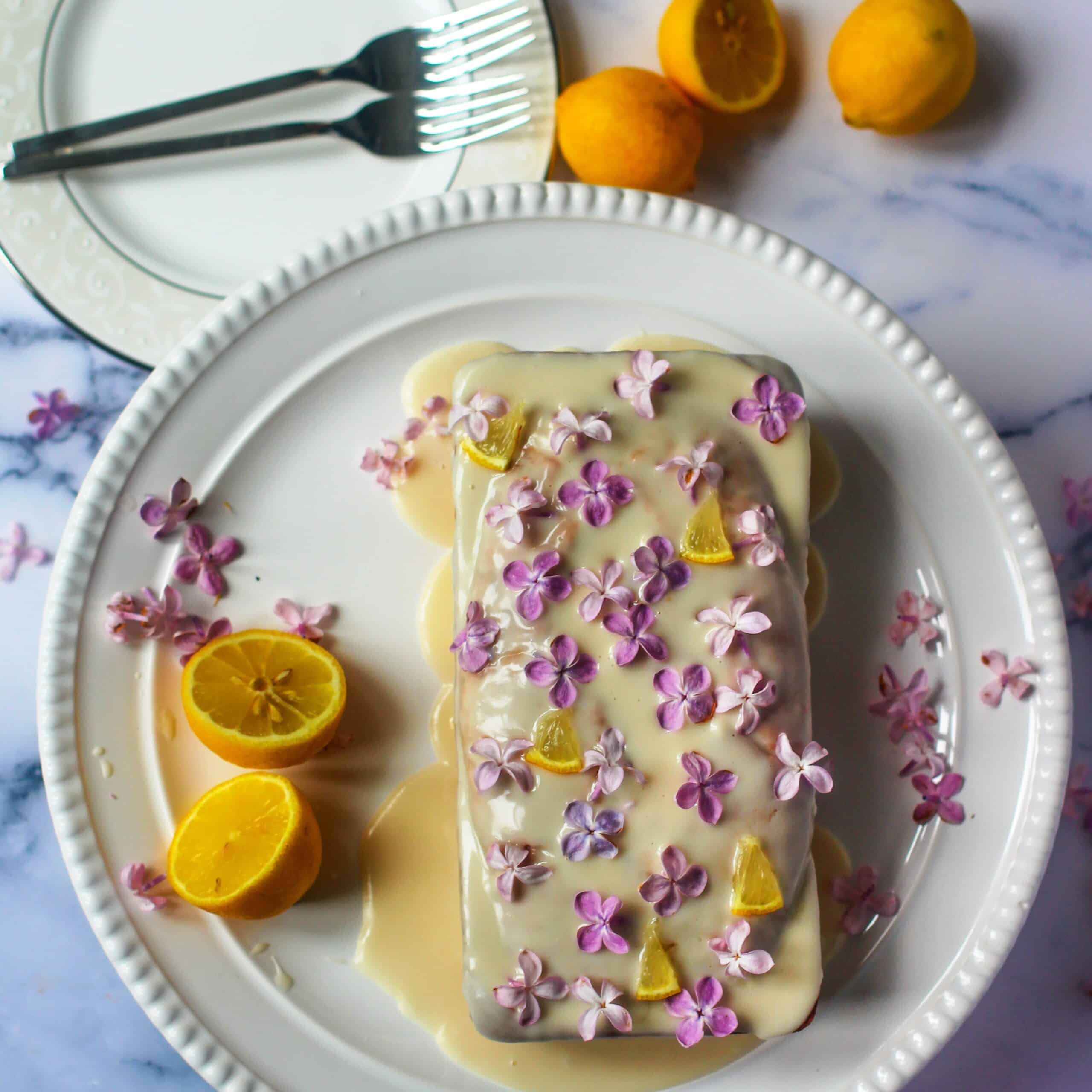 #SusanCooksVegan: Lemon Glazed Vegan Lilac & Lemon Poppy Seed Loaf